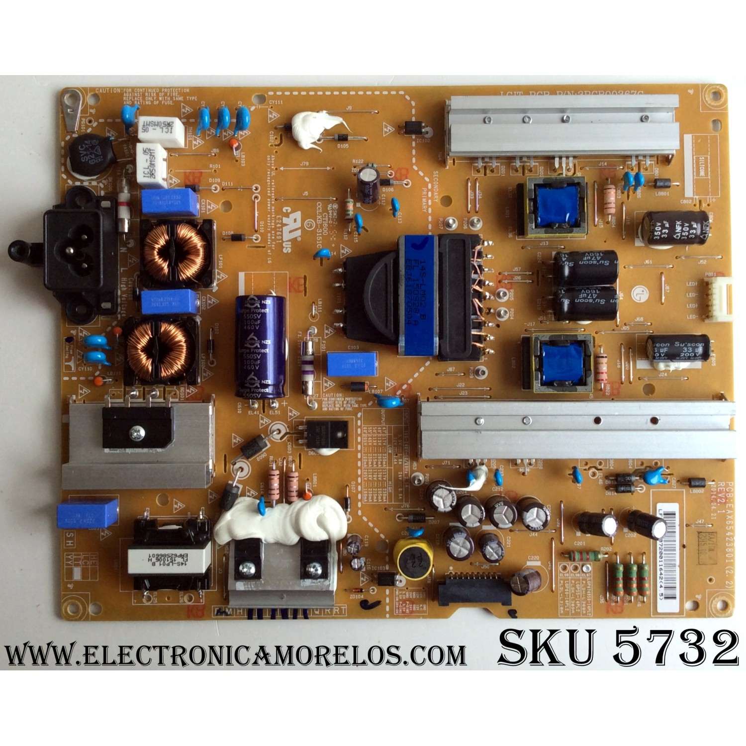 FUENTE LG EAY63072001 / EAX65423801 / SUSTITUTAS EAY63072201 / EAY63072101 / MODELOS 47LY340C / 47LY340H / 47LB5800 / 47LB5900-UV / 49LB5550-UY / 50LB6500 / 50LB5900 / 50LB6000 / 50LB6100 / 50LB6300 / 55LB5550 / 60LB6000 / 55UF645 / 55LY540 / 50LF609 